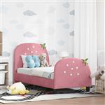 vidaXL Peuterbedframe met hoofdbord Roze 70 x 140 cm Fluweel