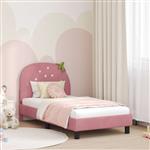 vidaXL Bedframe voor kinderen met hoofdbord Roze 80 x 160 cm Fluweel