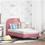 vidaXL Peuterbedframe met hoofdbord Roze 70 x 140 cm Fluweel