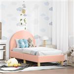 vidaXL Peuterbedframe met hoofdbord Roze 70 x 140 cm Schapenstof