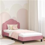vidaXL Bedframe voor kinderen met hoofdbord Roze 80 x 200 cm Fluweel
