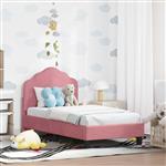 vidaXL Peuterbedframe met hoofdbord Roze 70 x 140 cm Fluweel