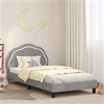 vidaXL Bedframe voor kinderen met hoofdbord Lichtgrijs 90 x 190 cm
