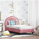 vidaXL Peuterbedframe met hoofdbord Roze 70 x 140 cm Fluweel