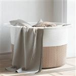 vidaXL Wasmand Ø 55x36 cm katoen bruin en wit