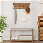 vidaXL Wand gemonteerde kapstok Wandgemonteerd Naturel 70 x 10 x 20 cm