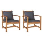 vidaXL Stoel met kussen 2 pcs Bruin en Donkergrijs 65 x 60 x 76,5 cm