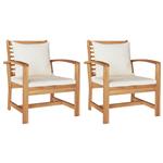 vidaXL Stoel 2 pcs Bruin en Crème 65 x 60 x 76,5 cm Massief Teakhout