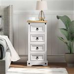 vidaXL Nachtkastje met lade Wit 35 x 32,5 x 74 cm Massief grenenhout