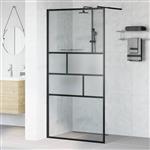 vidaXL Inloop Douche Wand Zwart 80 x 195 x 0.5 cm Glas en Aluminium