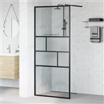 vidaXL Inloop Douche Wand Zwart 80 x 195 x 0.5 cm Glas en Aluminium