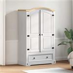 vidaXL Kledingkast met lade Wit 101 x 52 x 170 cm Massief grenenhout