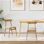 vidaXL Eetkamerstoel 2 pcs Natuurlijk en Licht Massief Rubberhout