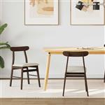 vidaXL Eetkamerstoel 2 pcs Donkerbruin, Wit Massief Rubberhout