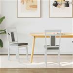 vidaXL Eetkamerstoel 2 pcs Wit en Grijs Massief Rubberhout