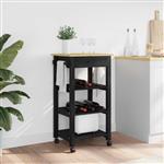 vidaXL Keuken Trolley Zwart 88,5 x 40 x 48 cm Massief Vurenhout