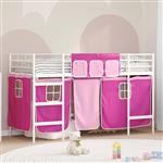 vidaXL Loftbedframe voor Kinderen met Gordijnen Wit en Roze