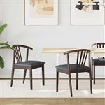 vidaXL Eetkamerstoel 2 pcs Lichtbruin en Zwart Massief Rubberhout