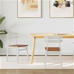 vidaXL Eetkamerstoel 2 pcs Wit en Natuurlijk Massief Rubberhout