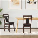 vidaXL Eetkamerstoel 2 pcs Lichtbruin en Zwart Massief Rubberhout