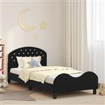 vidaXL Bedframe voor kinderen met hoofdbord Zwart 90 x 190 cm Fluweel