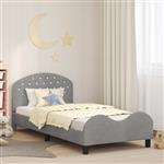 vidaXL Bedframe voor kinderen met hoofdbord Lichtgrijs 90 x 190 cm