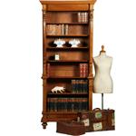 Zeer hoge smalle open boekenkast blond noten verstelbare planken demontabel (No.360415)