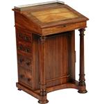 Palissander Davenport met zuilen, klein geheim vakje en uitklapbare inktpothouder (No.351915)