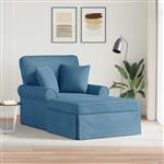 vidaXL Chaise Lounge met Rok Blauw 91 x 157 x 91 cm Geribbelde Stof