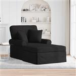 vidaXL Chaise Lounge met Rok met kussen met kussen 3 pcs Zwart Stof