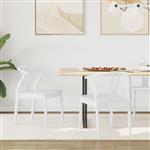 vidaXL Eetkamerstoel 2 pcs Wit en Wit Massief Rubberhout