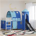 vidaXL Loftbed voor Kids Wit en Blauw 90 x 200 cm Metaal