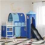 vidaXL Loftbed voor Kids Wit en Blauw 74,5 x 190 cm Metaal