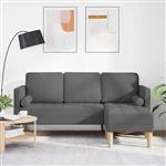 vidaXL Bankstel met kussen Donkergrijs 173 x 131 x 67 cm Polyester