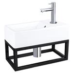 Fonteinset Differnz Force Keramiek en Handoekrek 40x22x11.5 cm Wit Met Rechte Kraan Chroom