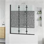 vidaXL Douche Omhulsel Zwart en transparant 130 x 130 cm gehard glas