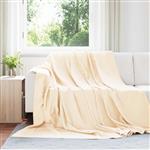 vidaXL Gooi Deken Crème 240 x 220 cm Fleece