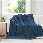 vidaXL Gooi Deken Marineblauw 240 x 270 cm Fleece