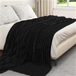 vidaXL Gooi Deken Zwart 240 x 220 cm Fleece