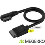 Corsair iCUE LINK Cable, 2x 200mm with Straight/Slim 90 connectors, Black