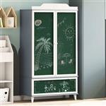 vidaXL Kledingkast met krijtbord Grijs en Wit 90 x 45 x 165 cm