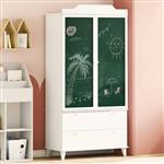 vidaXL Kledingkast met krijtbord Wit 90 x 45 x 180 cm Bewerkt hout