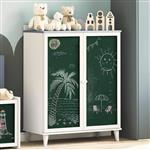 vidaXL Dressoir met Krijtbord Grijs en Wit 80 x 40 x 110 cm