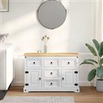 vidaXL Opbergkisten met lade Wit 112 x 40 x 75 cm Massief grenenhout