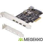 StarTech.com 5-Port USB PCIe Kaart, USB 3.2 10Gbps, PCI Express Kaart met 4x USB-C Poorten, 1x USB-A