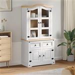 vidaXL Dressoir met lade Wit 100 x 48,5 x 179 cm Massief grenenhout