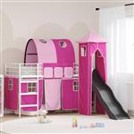 vidaXL Loftbed voor Kids Wit en Roze 90 x 190 cm Metaal