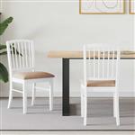 vidaXL Eettafelstoelen 2 pcs Wit 50 x 52,5 x 91 cm Massief Rubberhout
