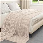 vidaXL Gooi Deken Beige 240 x 220 cm Fleece