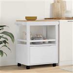 vidaXL Keuken Trolley FLORO Wit 72,5 x 45 x 80 cm Massief Vurenhout